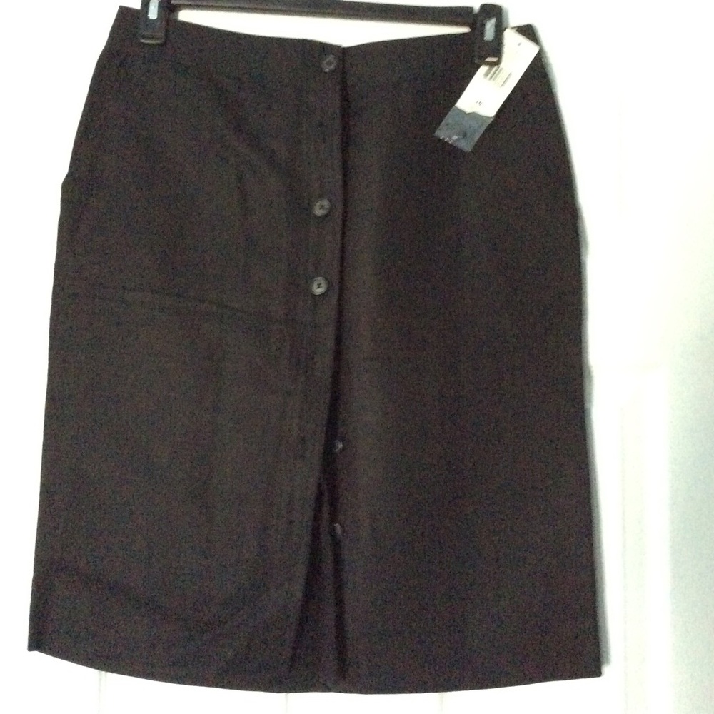 NWT Ralph Lauren Black Linen Button-front Skirt 10